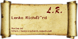Lenko Richárd névjegykártya